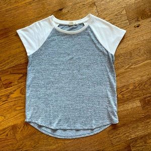 Gap Women's Grey Heather & White Raglan Short Sleeve Tee Size Medium